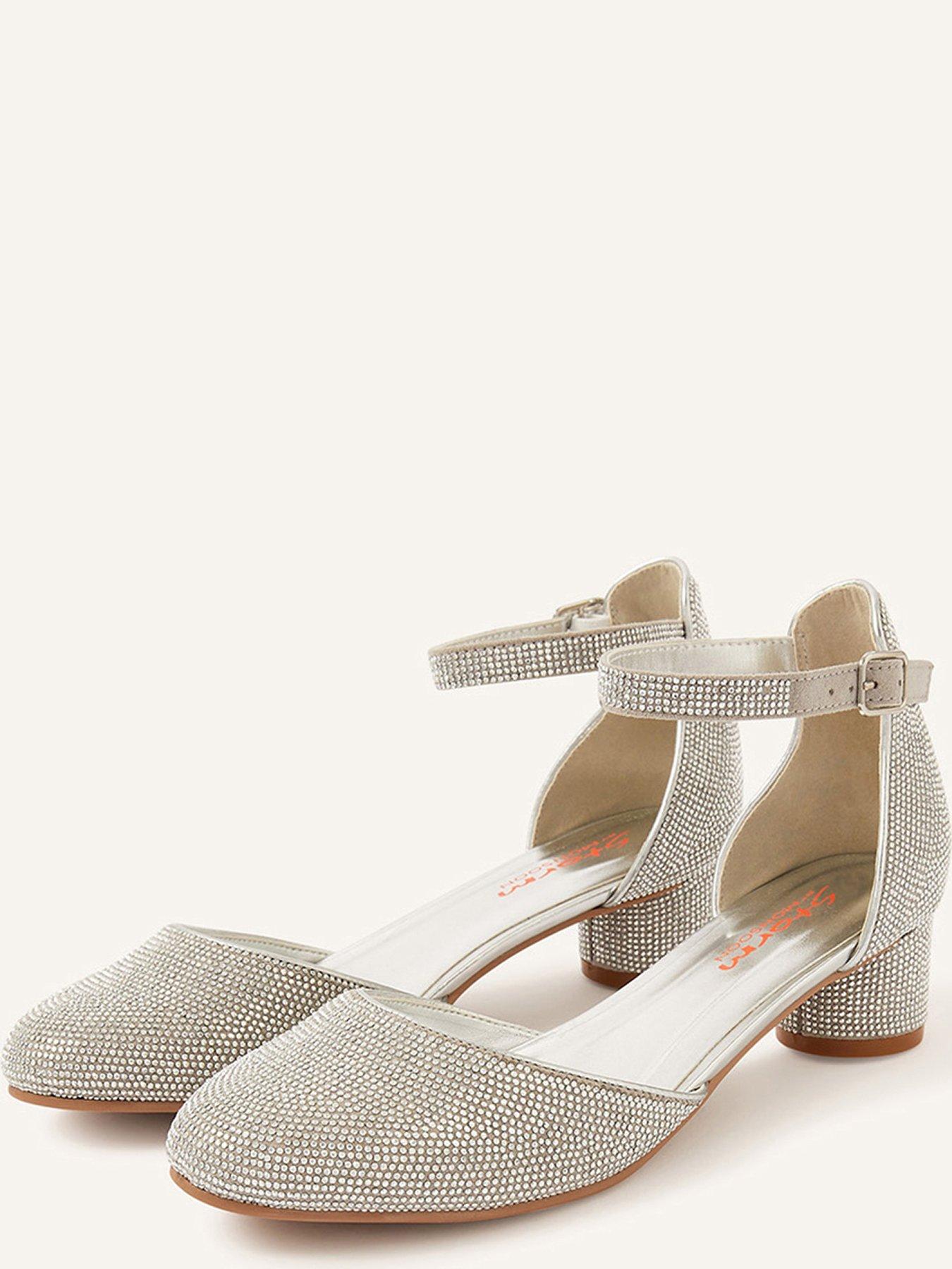 Silver block heel on sale shoes closed toe