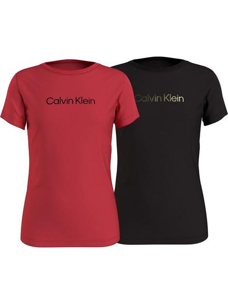 calvin-klein-girls-2-pack-logo-short-sleeve-t-shirts-blackred