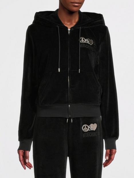 m05ch1n0-jeans-velour-zip-up-hoodie-fantasy-print-black