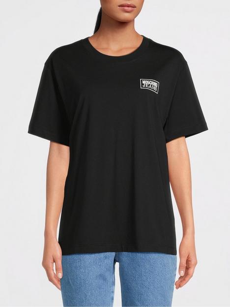 m05ch1n0-jeans-small-logo-t-shirt-fantasy-print-black
