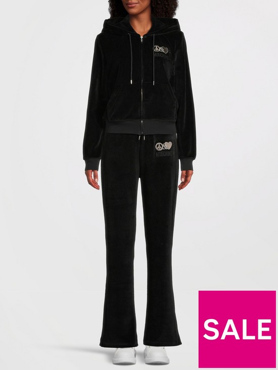 stillFront image of m05ch1n0-jeans-velour-joggers-fantasy-print-black