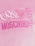  image of m05ch1n0-jeans-cropped-velour-t-shirt-fantasy-print-pink