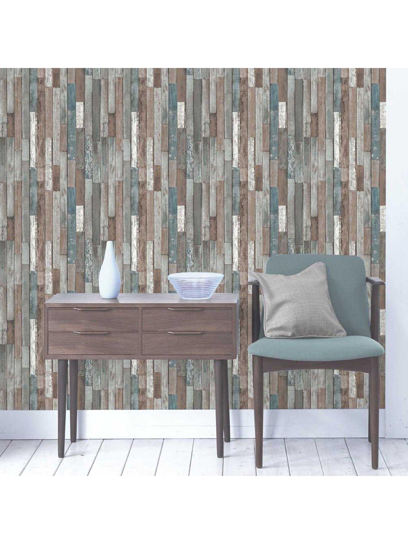 Product photograph of Fine D Cor Distinctive 4-wood Reclaim Wallpaper - Blue from very.co.uk