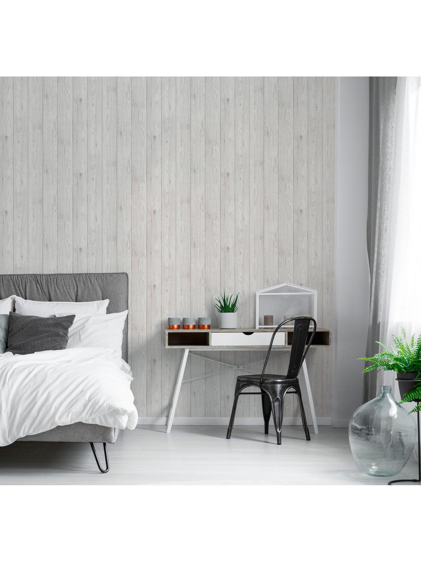 Product photograph of Fine D Cor Urban Walls Lumber Wood Wallpaper In White from very.co.uk