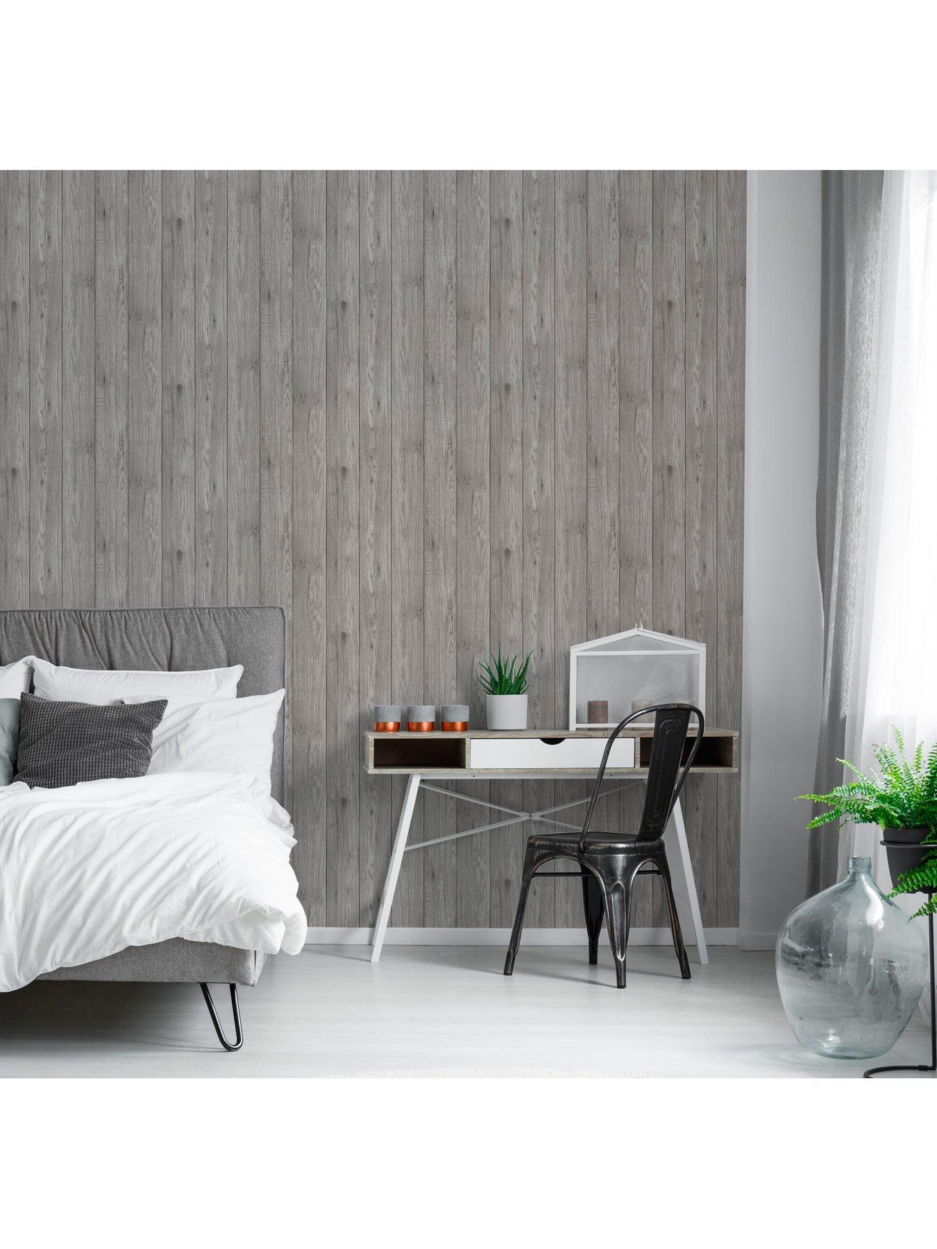 Product photograph of Fine D Cor Urban Walls Lumber Wood Wallpaper - Grey from very.co.uk
