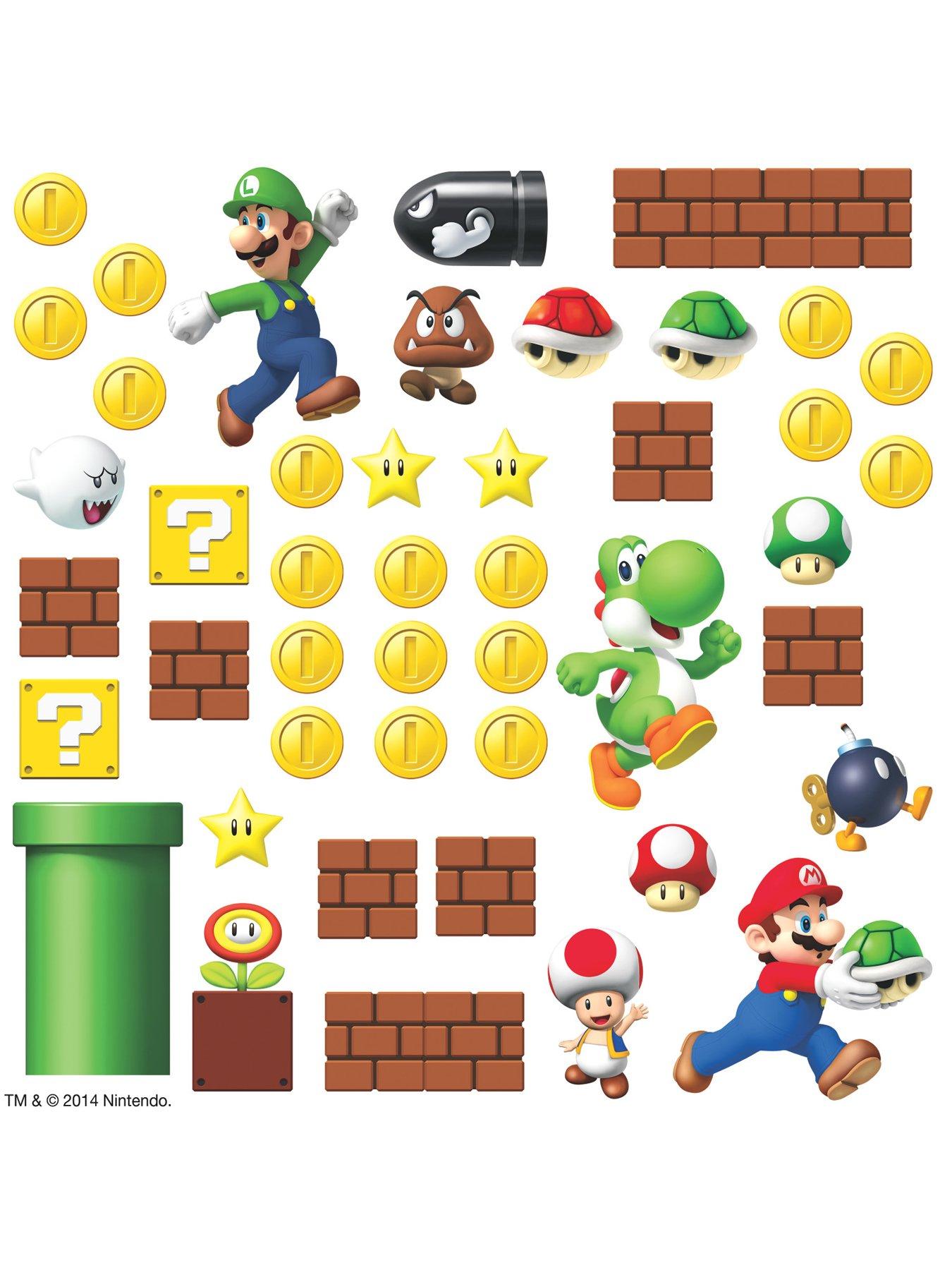 Product photograph of Fine D Cor Super Mario Build-a-scene Peel And Stick Wall Decal Set from very.co.uk