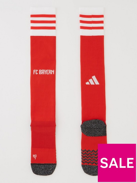 front image of adidas-bayern-2324-home-junior-stadium-socks-red