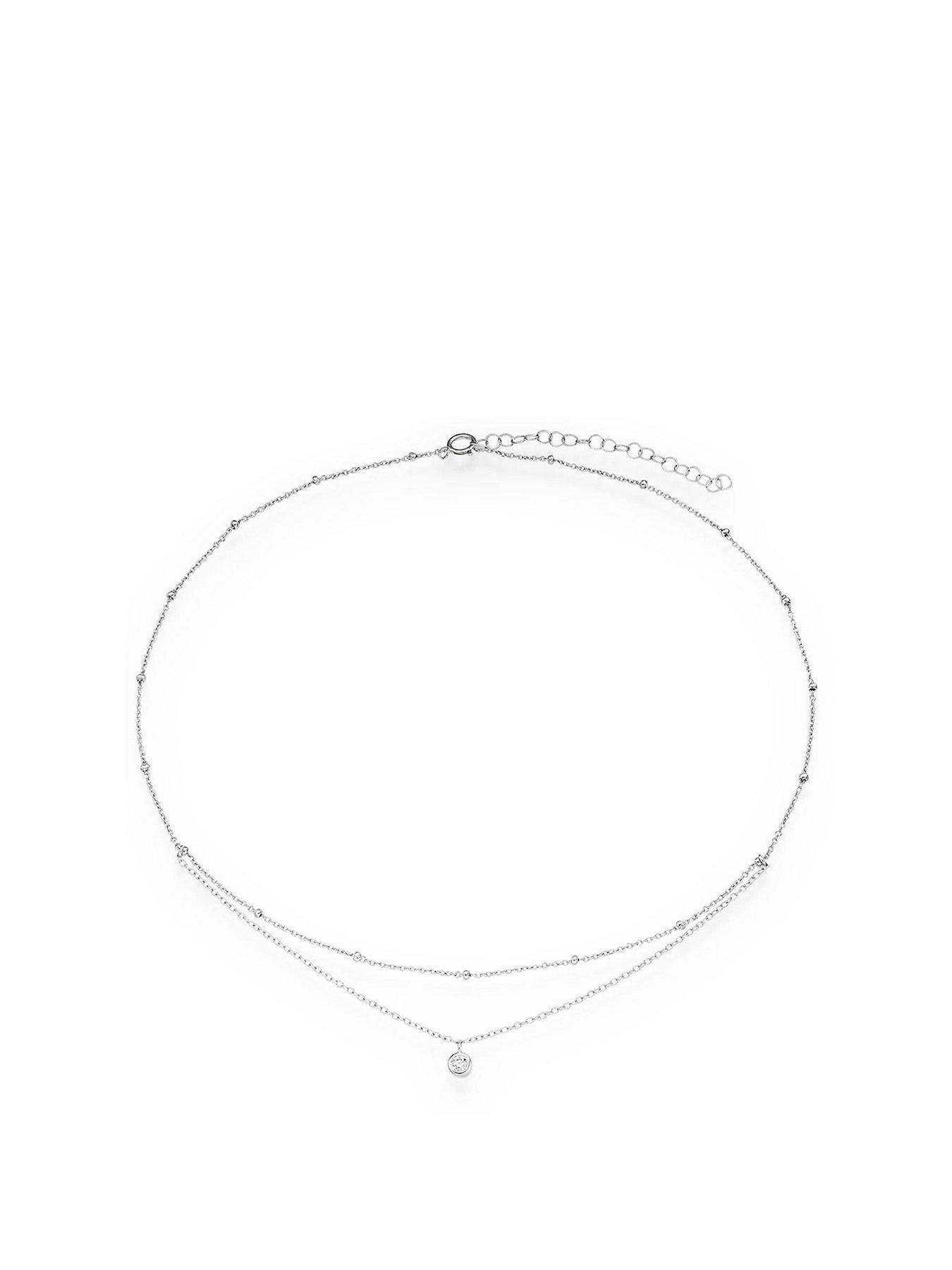 Beaverbrooks Silver Cubic Zirconia Choker Necklace