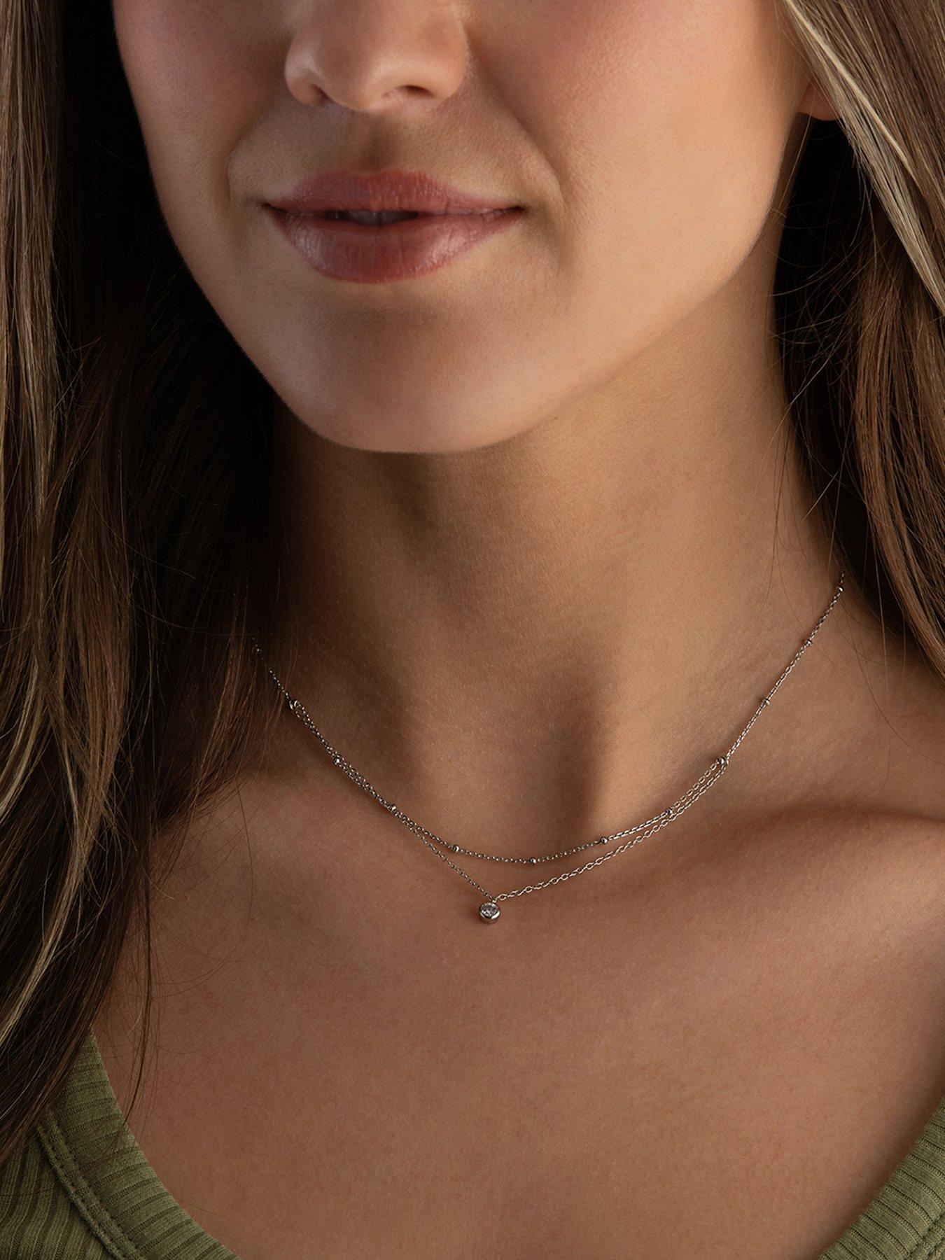 Beaverbrooks Silver Cubic Zirconia Choker Necklace Very