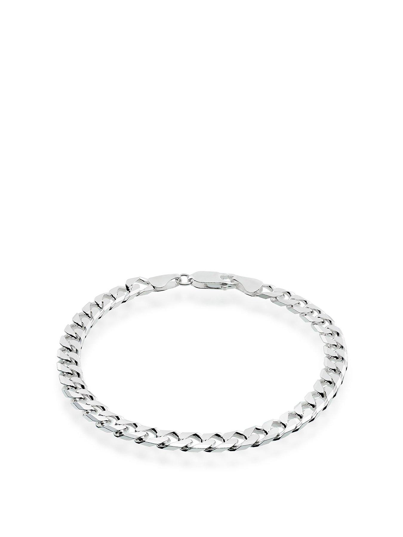 Beaverbrooks Silver Curb Men's Bracelet very.co.uk