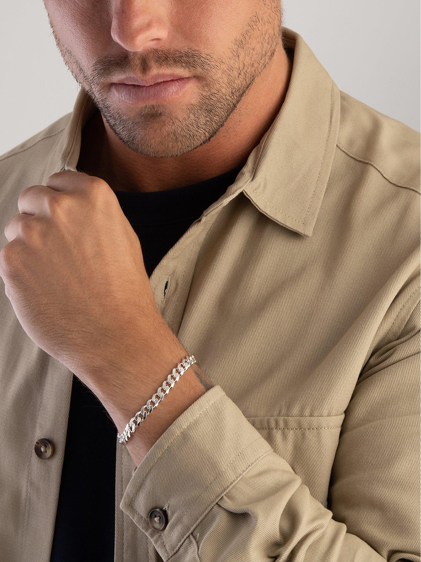 Beaverbrooks Silver Curb Men's Bracelet very.co.uk