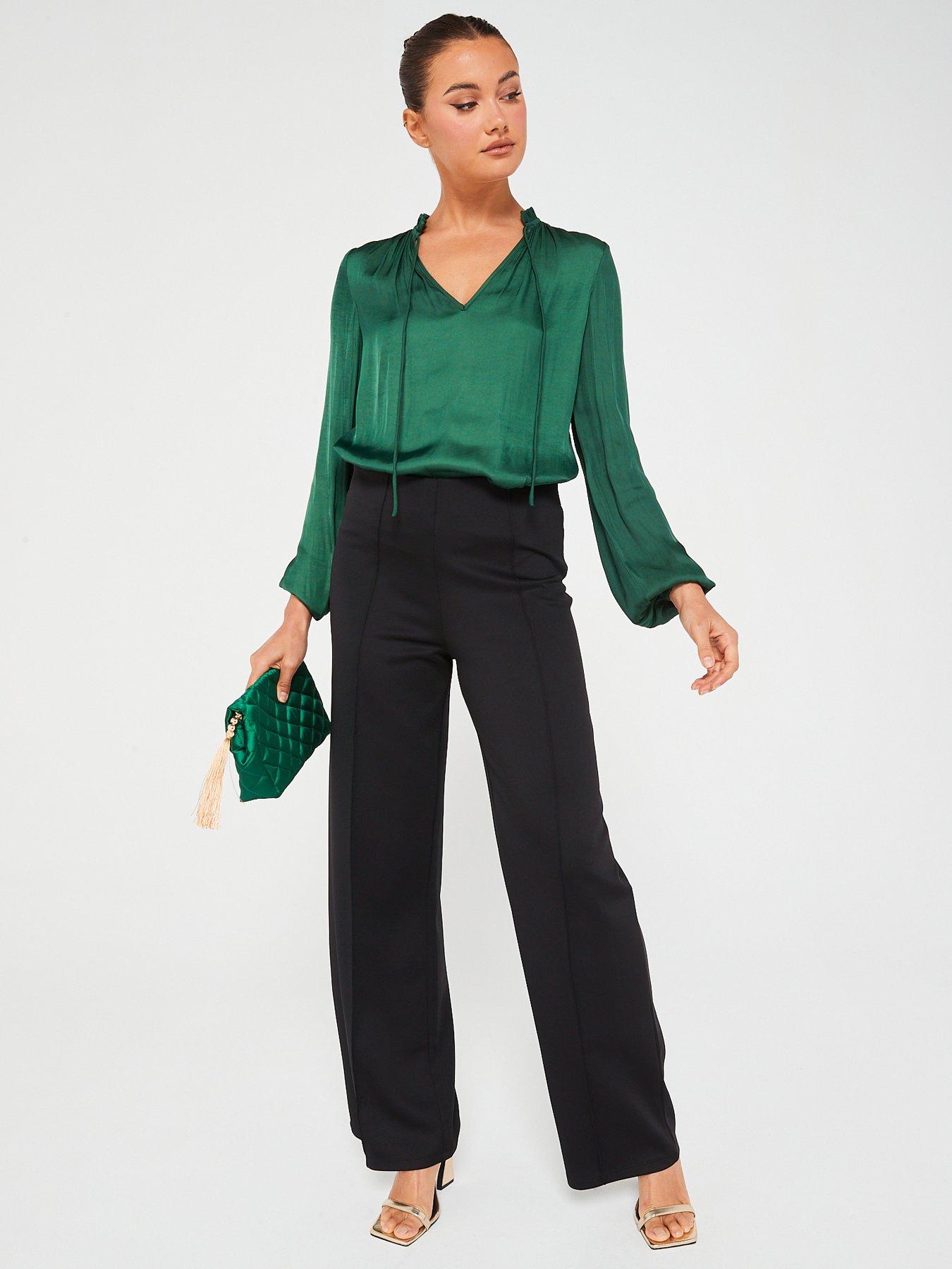 Green blouse and black hot sale pants