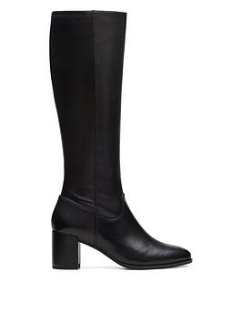 clarks freva55 long boots - black leather