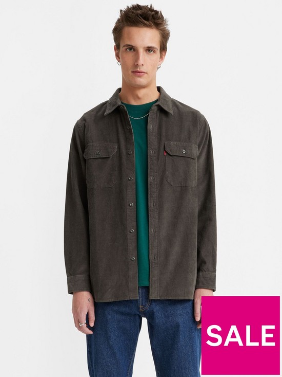 front image of levis-jackson-worker-double-pocket-shirt-brown