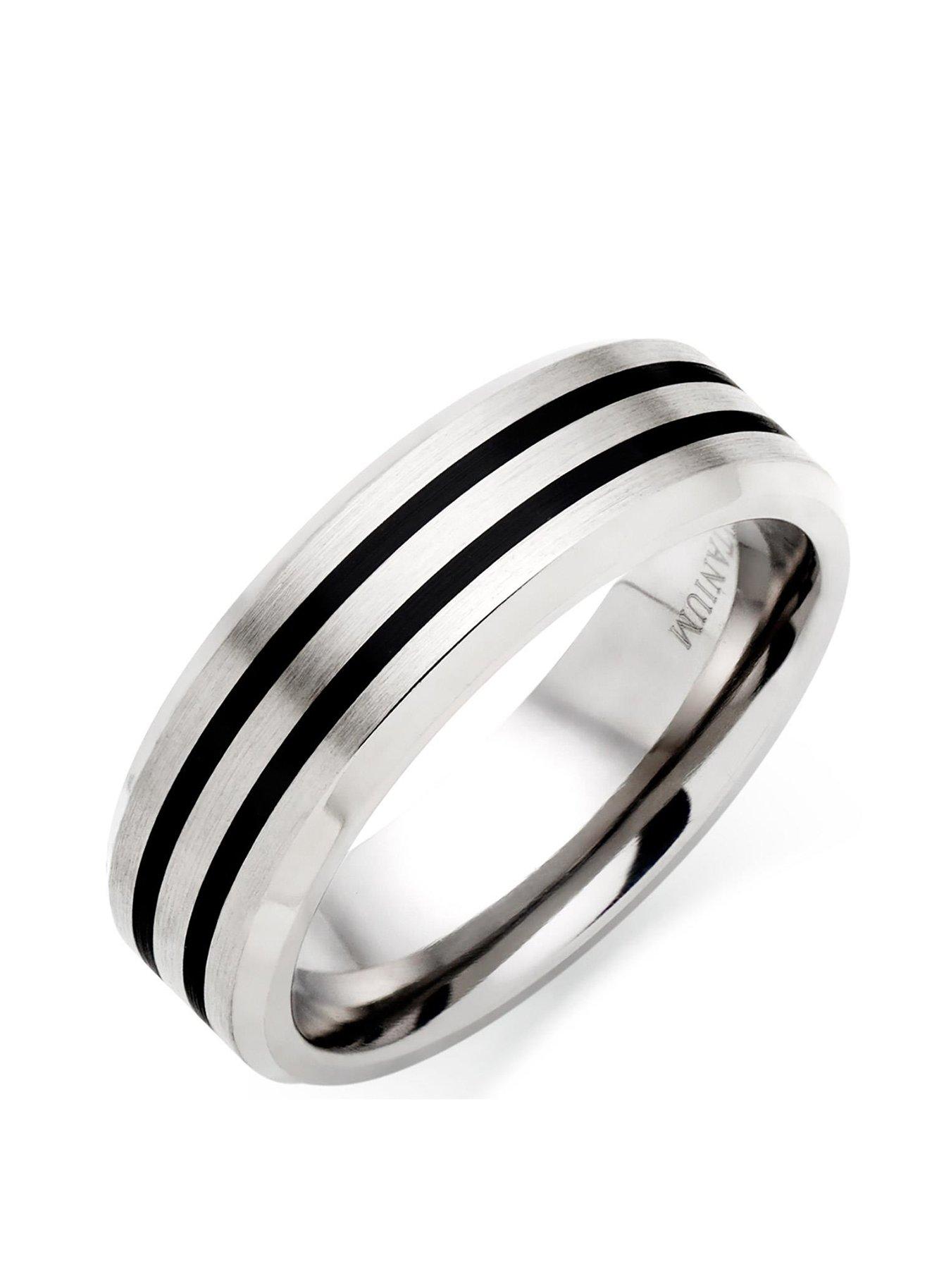 undefined Men's Titanium and Black Rhodium Ring