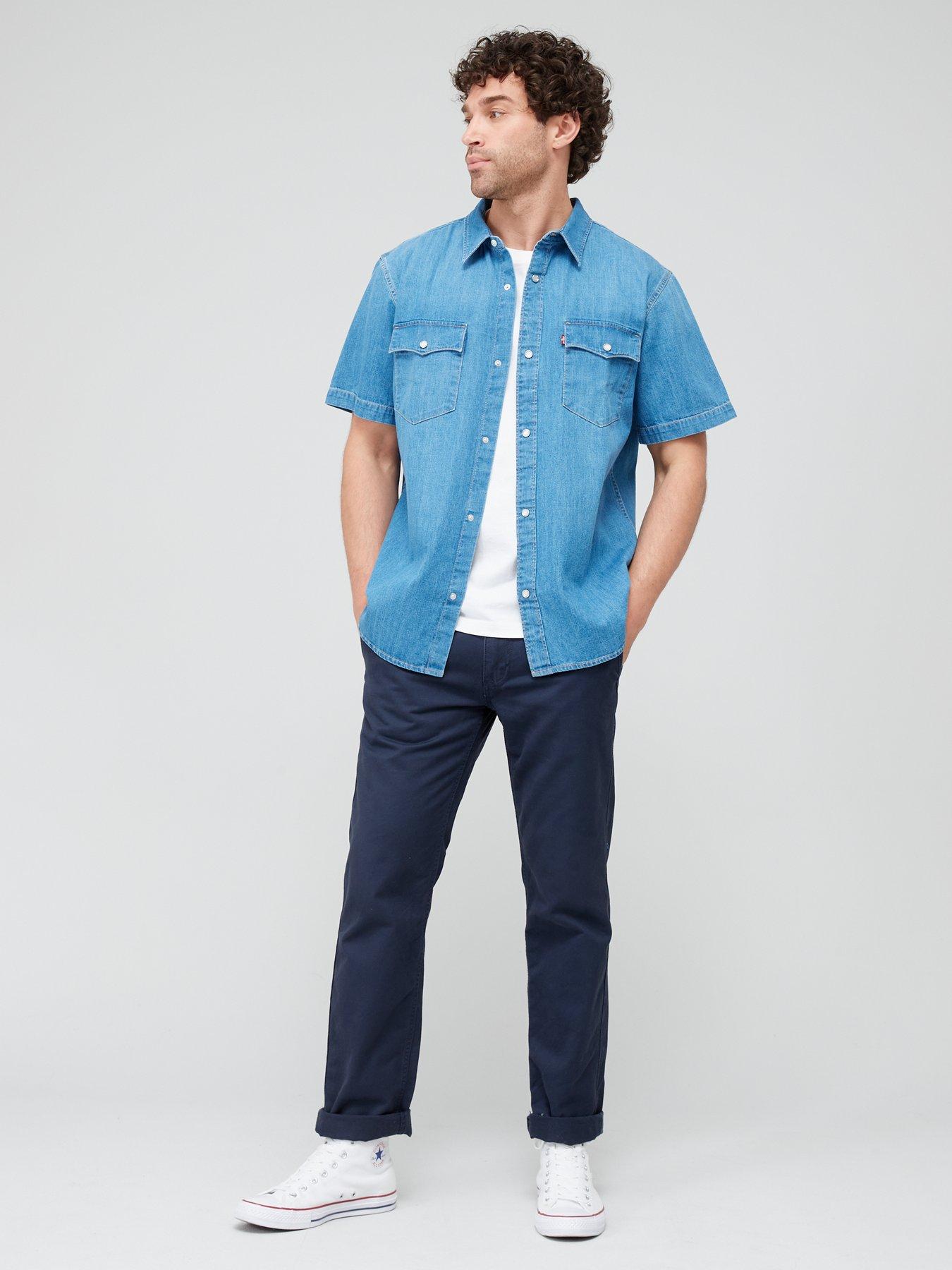 Mens short sleeve clearance denim shirt uk