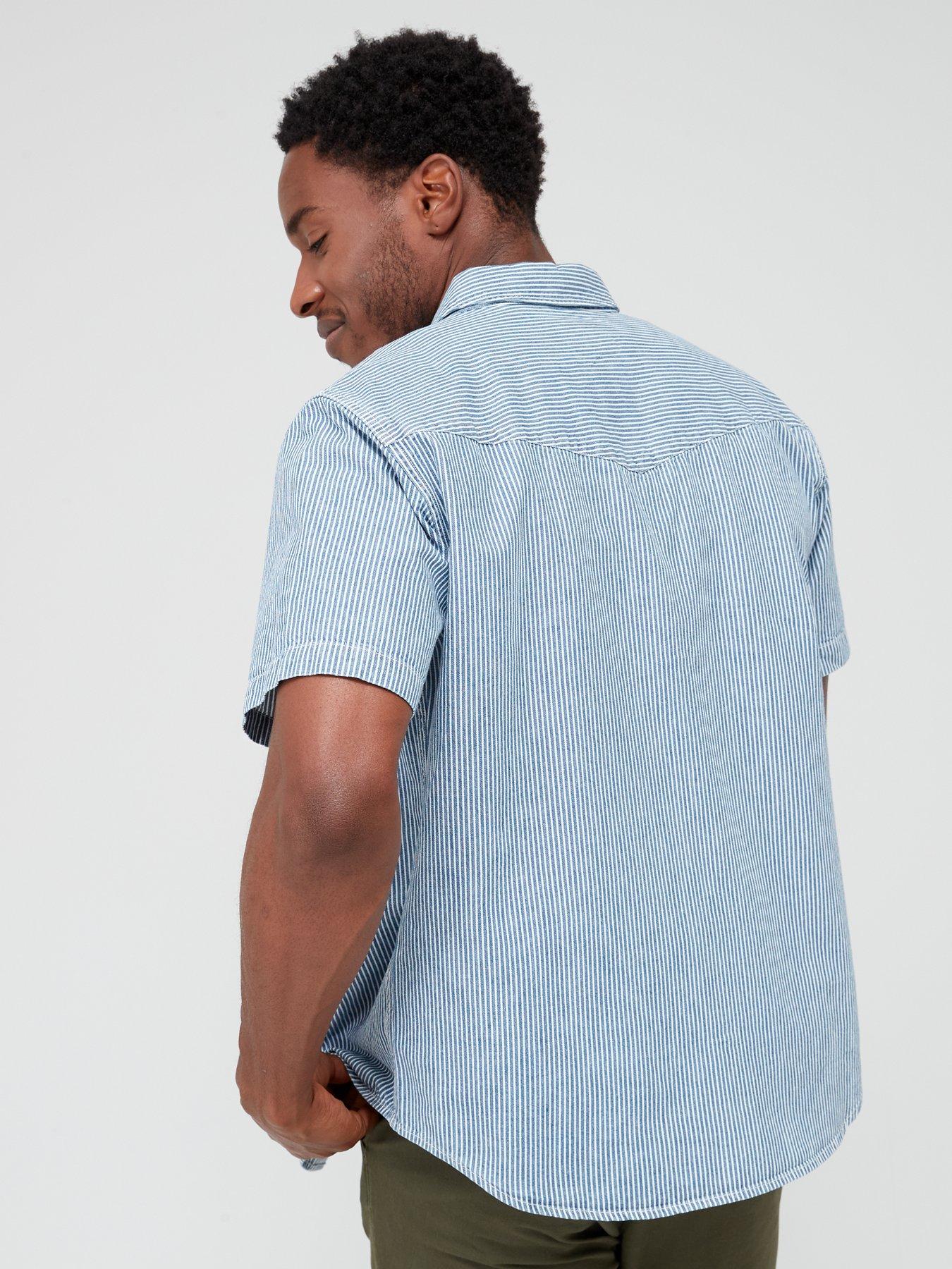 Short Sleeve Relaxed Fit Western Shirt Light Blue