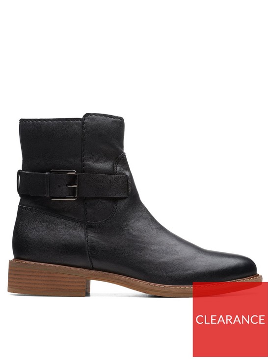front image of clarks-cologne-strap-boot-black