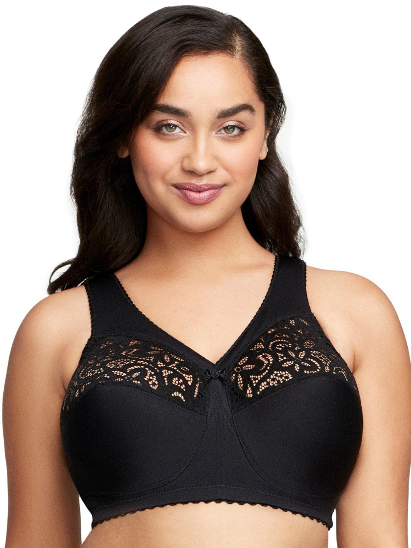 Women's Cotton Embroidered Full Coverage Wirefree Non-padded Plus Size Bra  AA-F