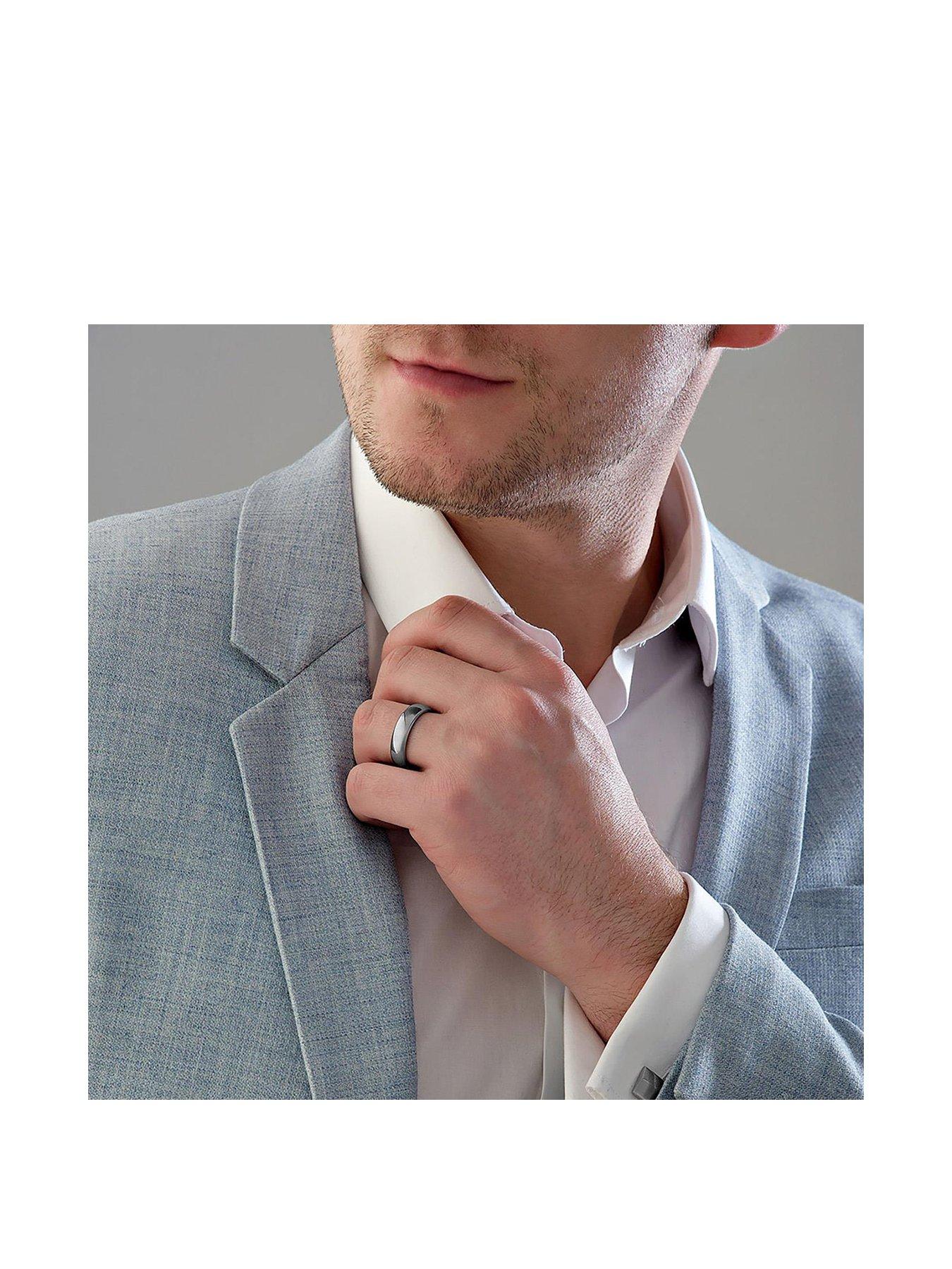 Beaverbrooks Men's Polished Titanium Ring very.co.uk