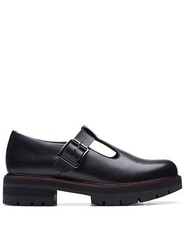 clarks orianna bar shoes - black leather, black, size 4, women