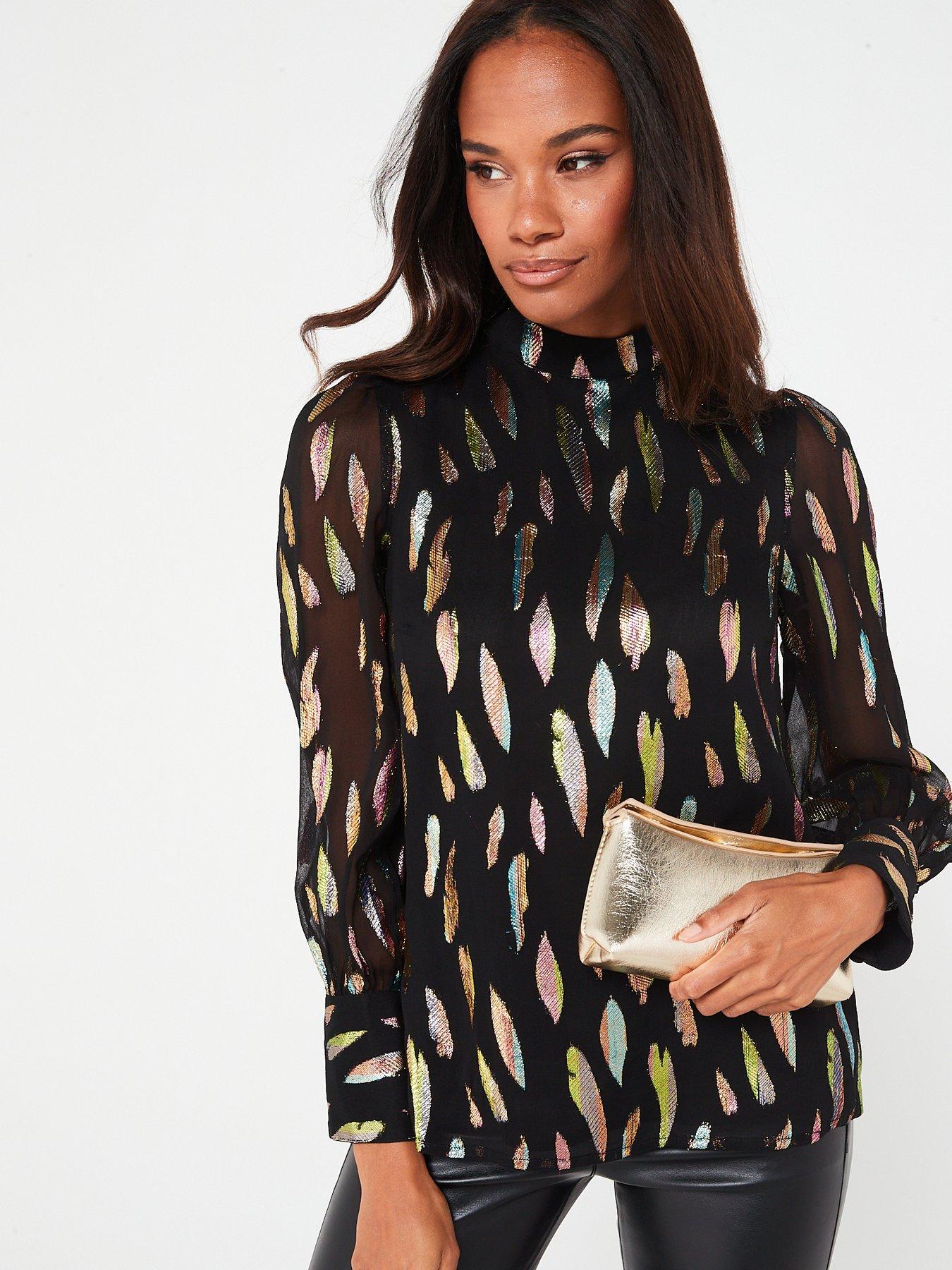 V by Very Long Sleeve Multi Jacquard Blouse