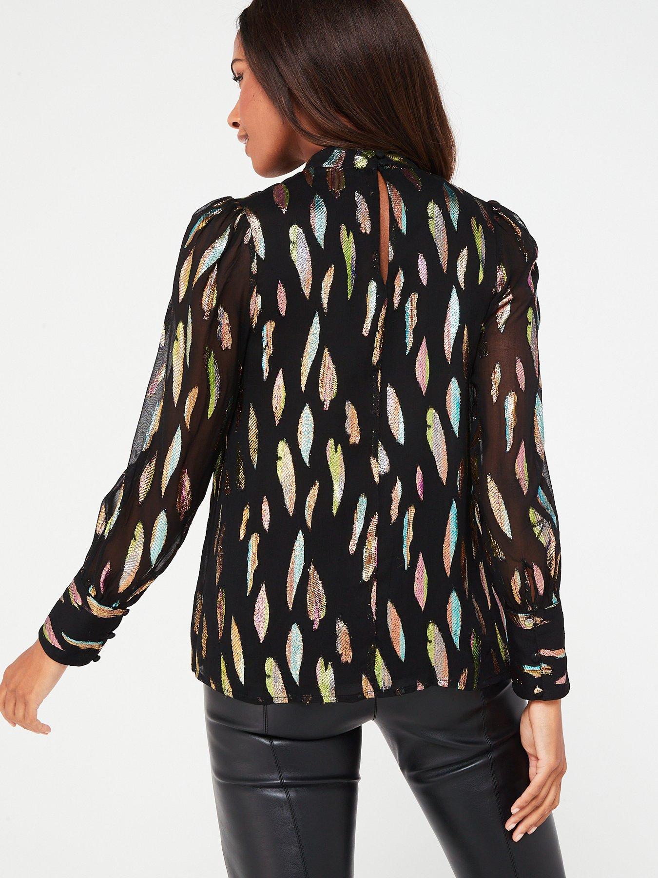 V by Very Long Sleeve Multi Jacquard Blouse | Very.co.uk