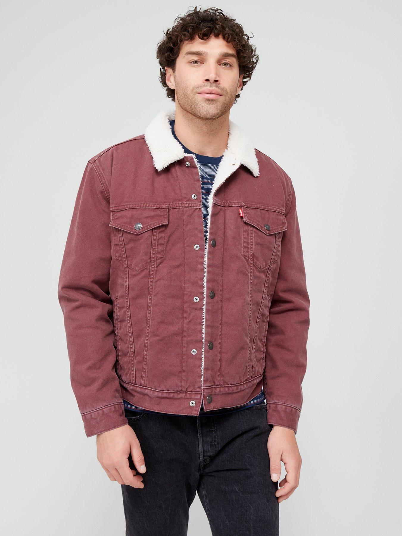 Levi's Type 1 Sherpa Fleece Trucker Jacket - Red | very.co.uk