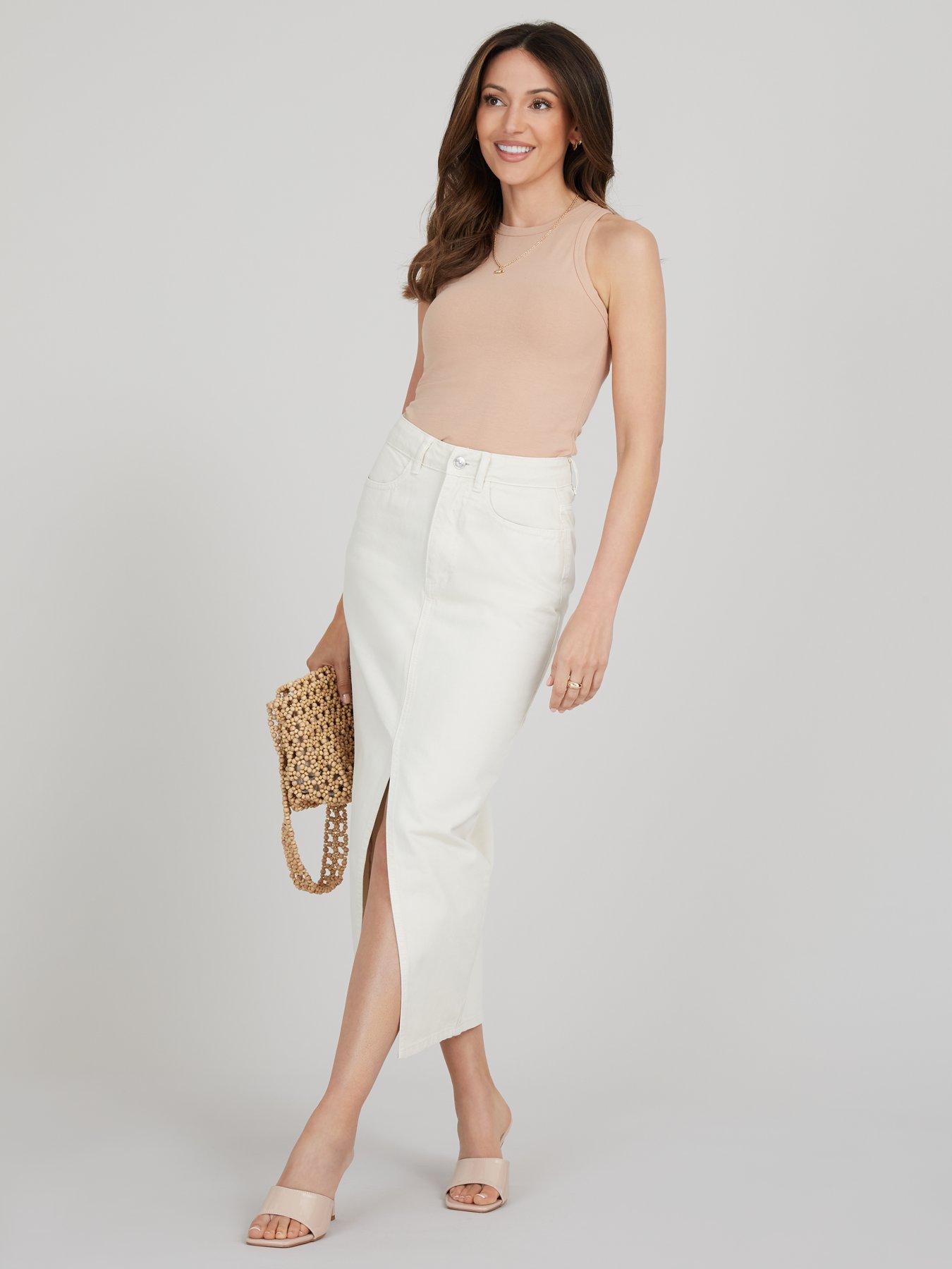 Cream midi outlet skirt