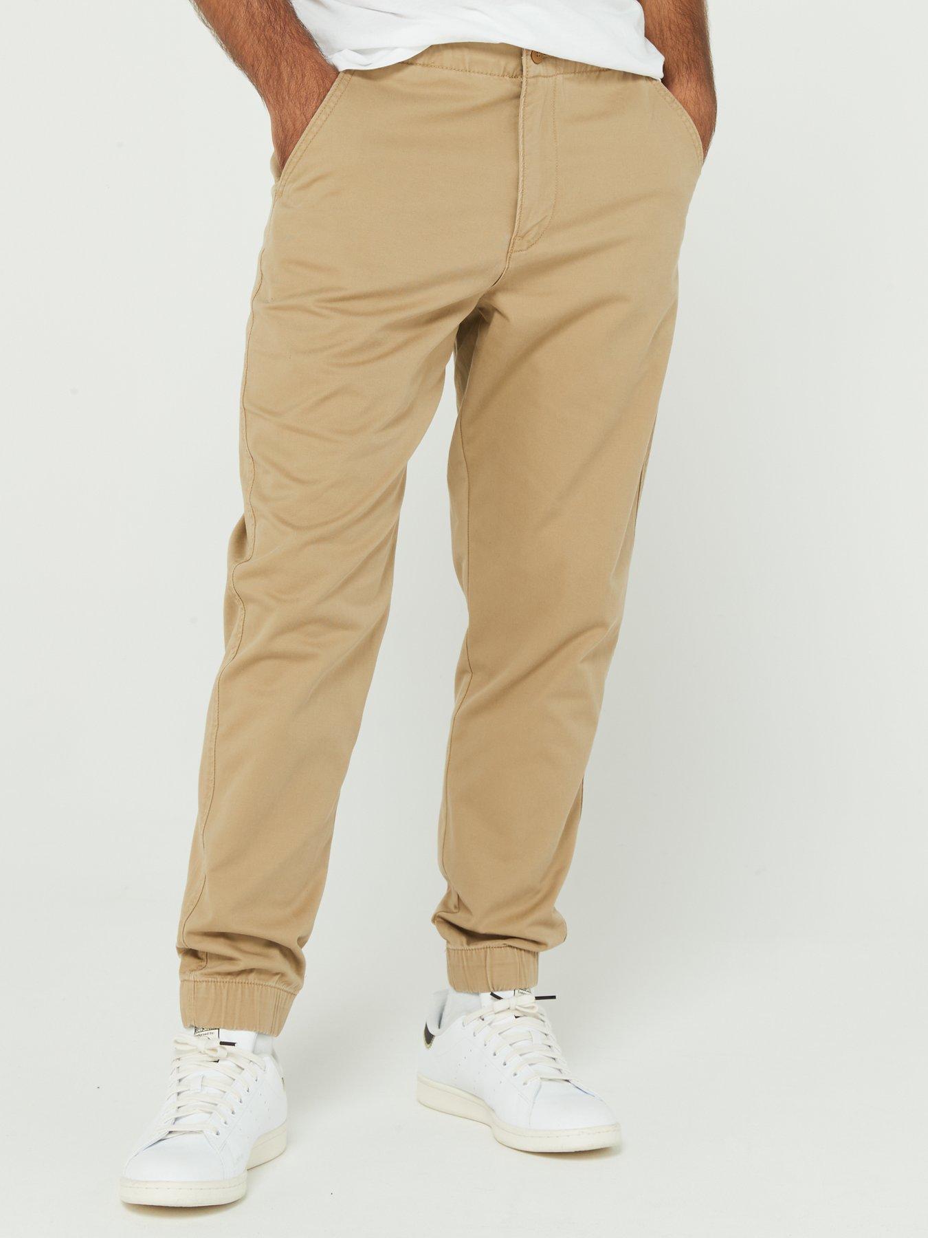 Mens khaki joggers on sale with belt loops