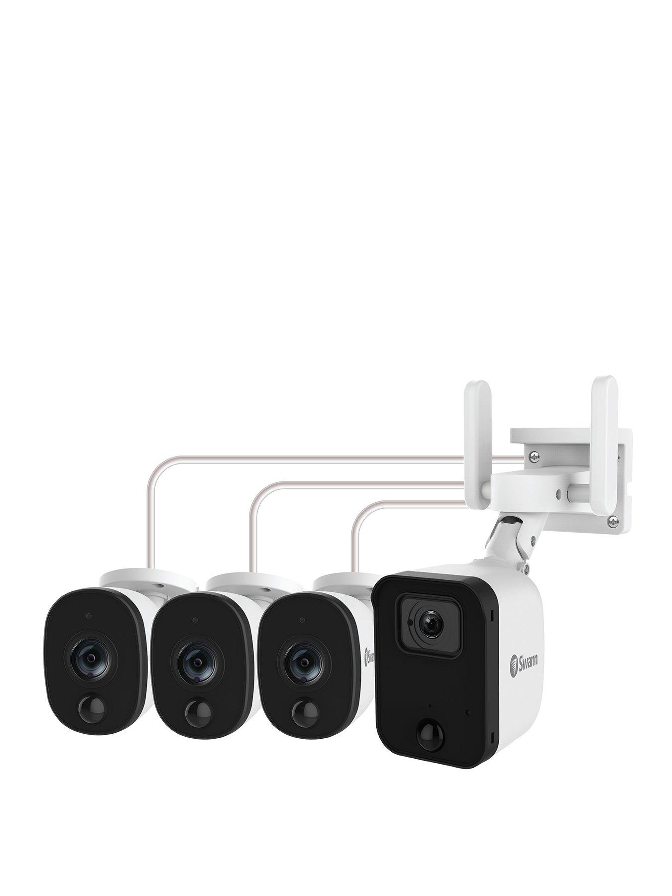 Product photograph of Swann Fourtify 4 Camera Perimeter Security System - 1x 1080p Wi-fi Cam W 64gb Sd Card 3x 1080p Dvr Cams from very.co.uk