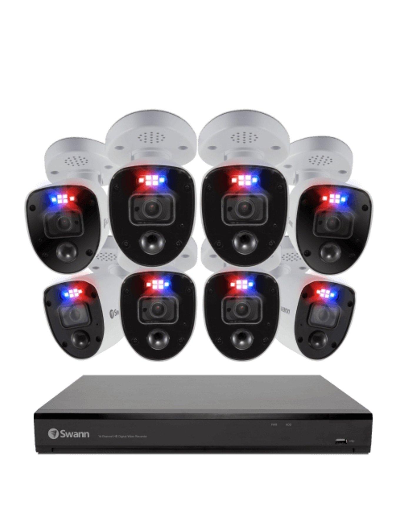 Product photograph of Swann Dvr4-4680 1080p 1tb 2 X Pro-1080msfb 1080p Warning Light Bullet Analog Cctv Cameras from very.co.uk