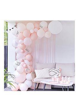 Product photograph of Ginger Ray Balloon Arch - White Pink Pearlised Pink And Confetti Balloons With Streamers from very.co.uk