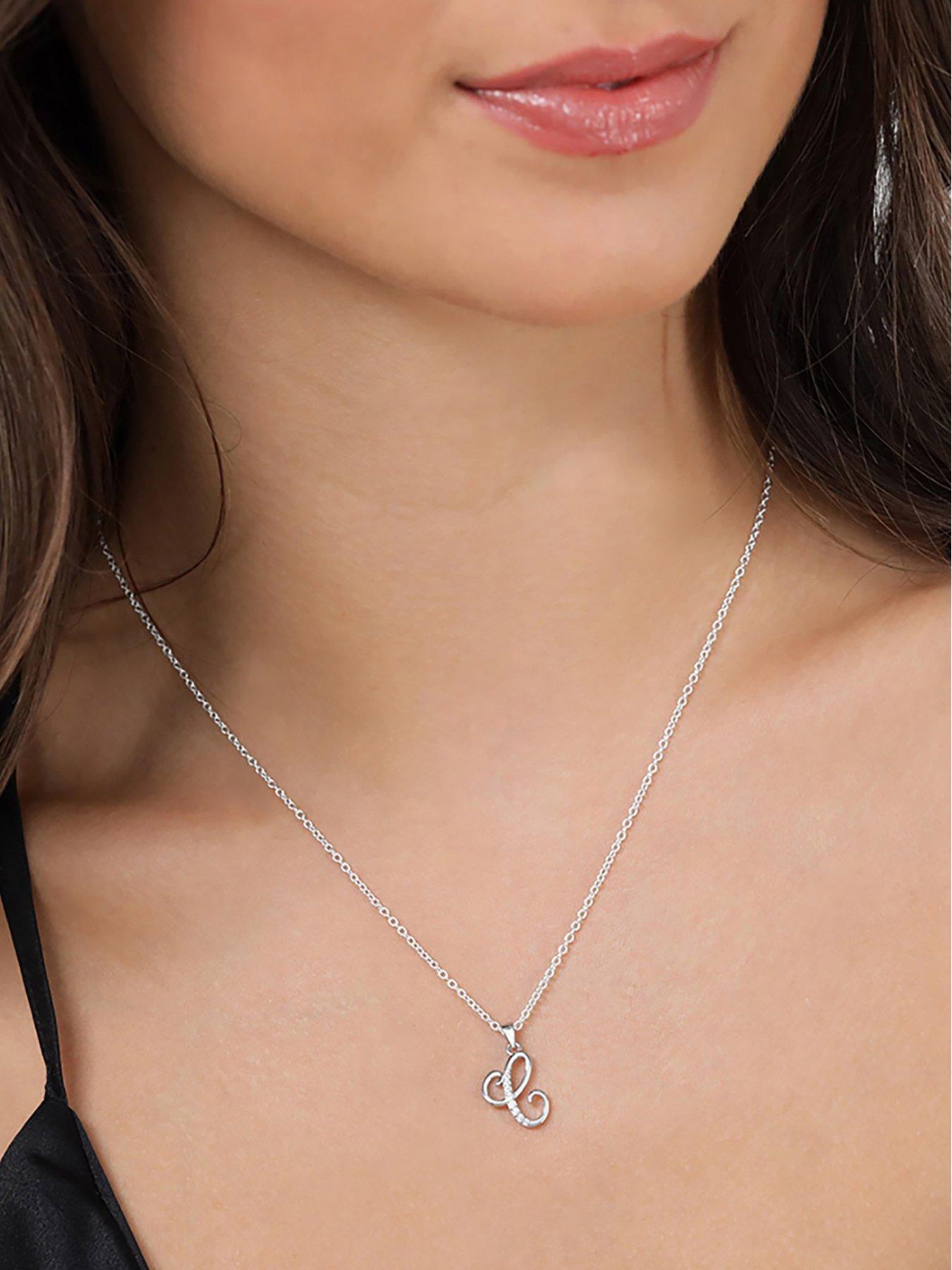 Silver Cubic Zirconia Double Heart Necklace, 0112496