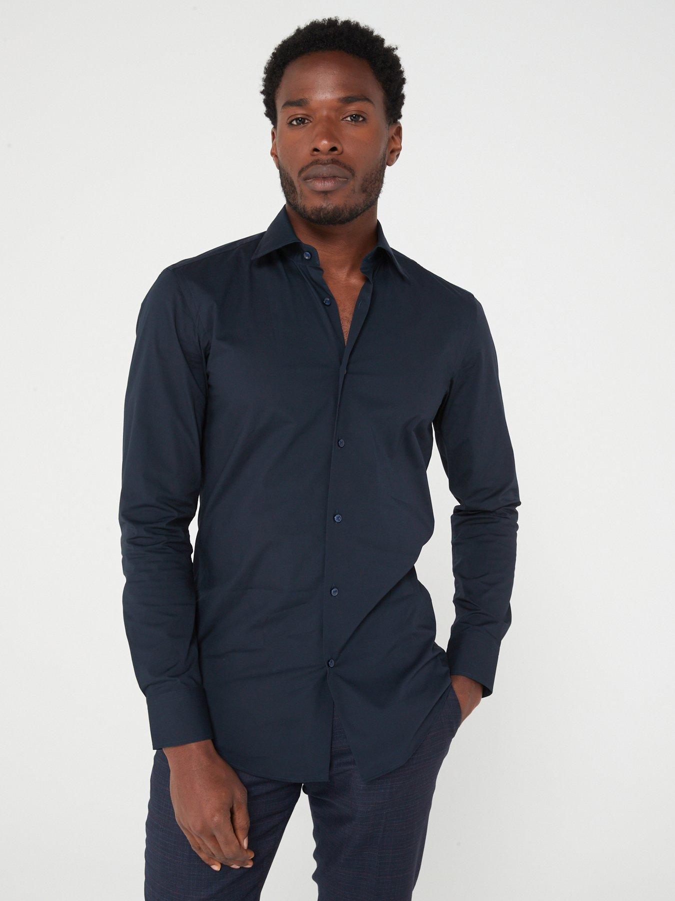 undefined Hank Kent Slim Fit Shirt - Dark Blue