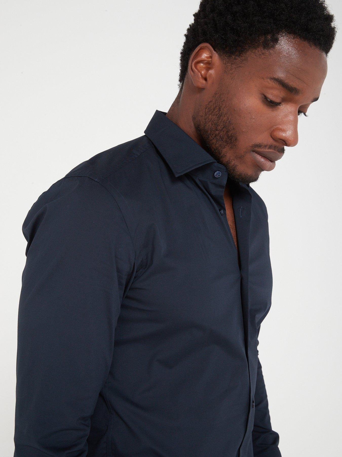 Image 4 of 4 of BOSS Hank Kent Slim Fit Shirt - Dark Blue