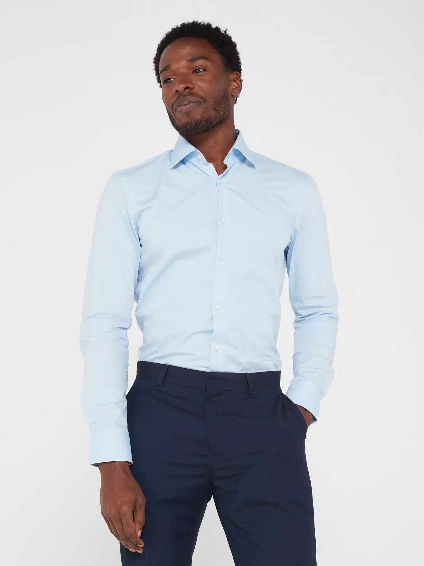 Fine Cotton Full Sleeve Formal Shirt For Men - Deep Royalblue - Ab