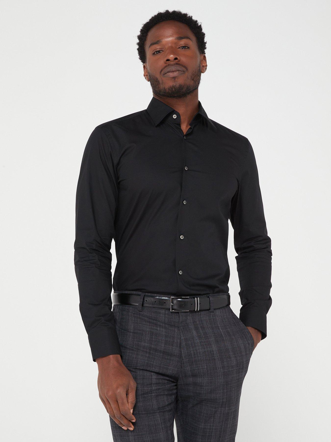 undefined Hank Kent Slim Fit Long Sleeve Shirt - Black