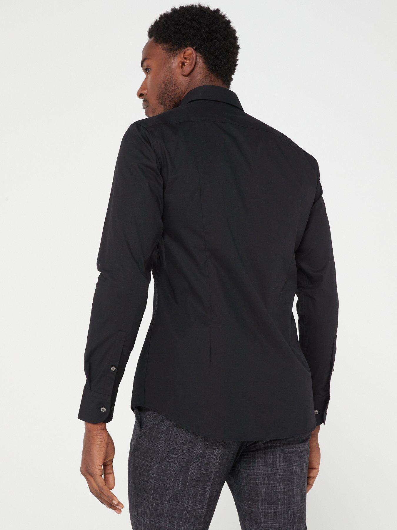 Image 2 of 4 of BOSS Hank Kent Slim Fit Long Sleeve Shirt - Black