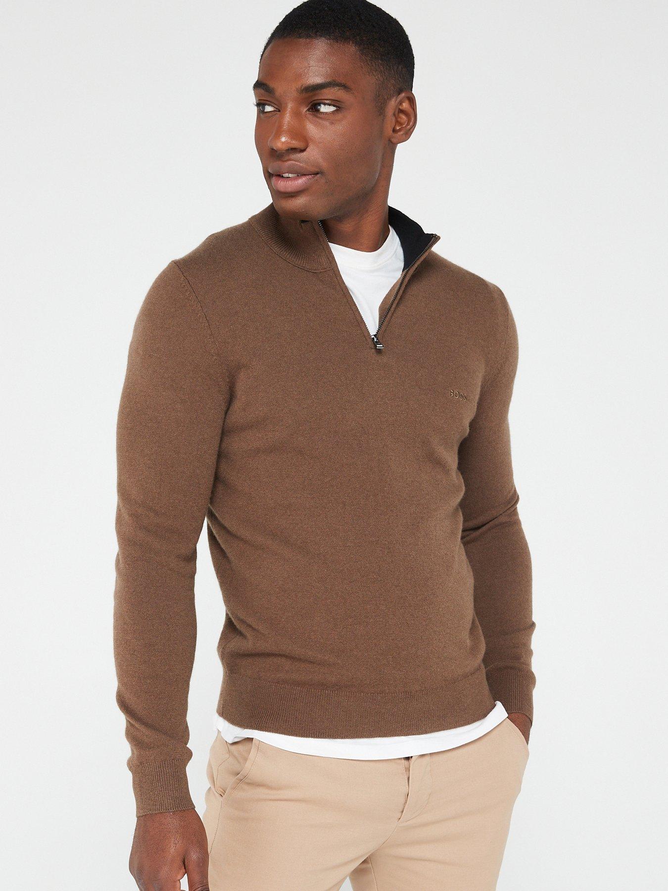 Khaki half zip on sale jumper