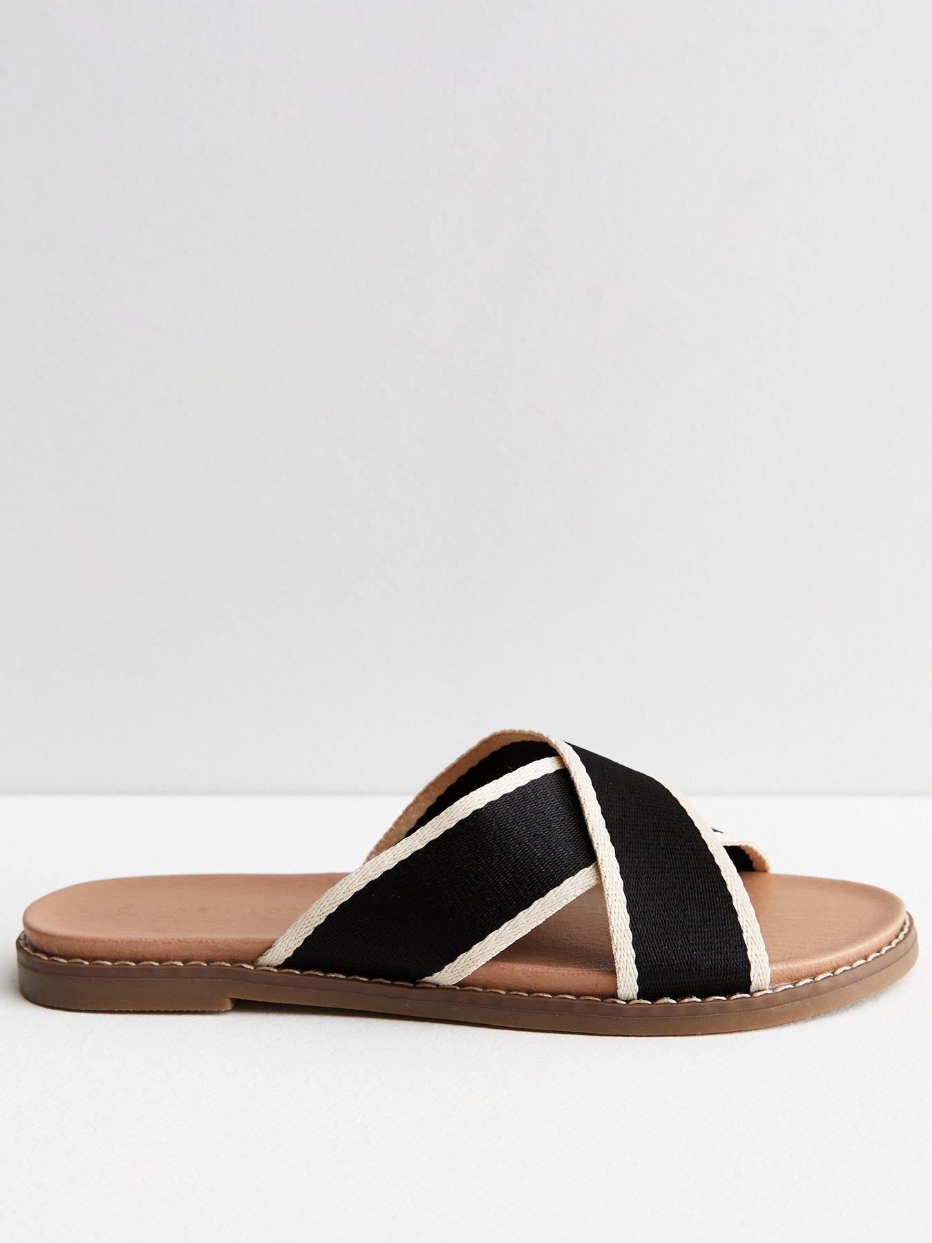 Black best sale footbed sliders