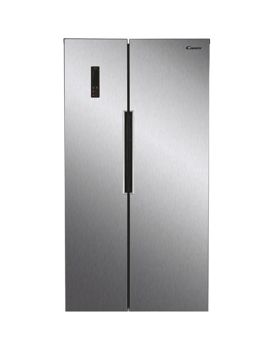 front image of candy-chsbsv5172xknnbspslim-depth-total-no-frost-american-fridge-freezer-stainless-steel