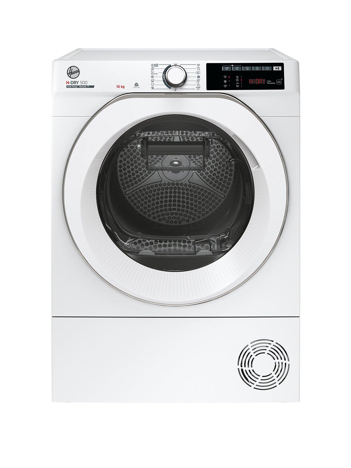 Product photograph of Hoover H-dry 500 Ndeh10a2tce80 10kg Freestanding Heatpump Tumble Dryer - White With Chrome Door from very.co.uk