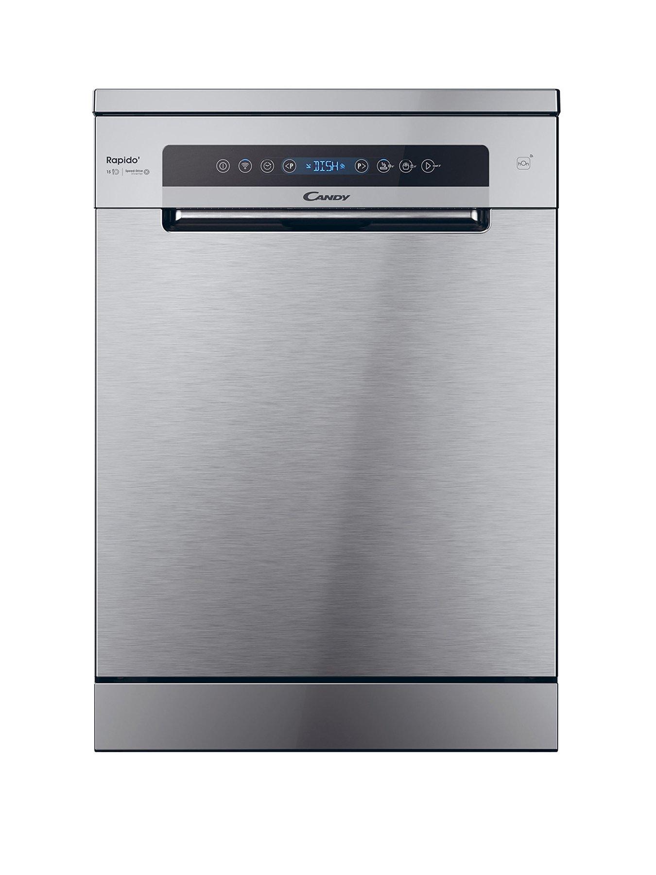 Product photograph of Candy Cf 5c7f0x Full Size Freestanding Dishwasher With Wifi - Stainless Steel from very.co.uk