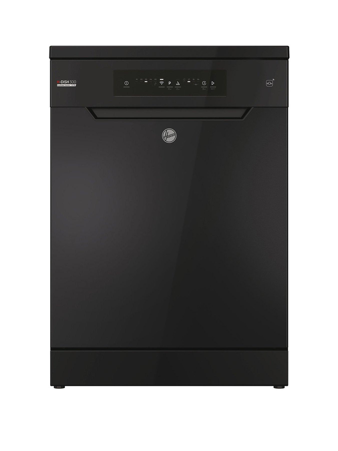 Product photograph of Hoover Hf3c7l0b 13 Place Full Size Freestanding Dishwasher With Wifi - Black from very.co.uk