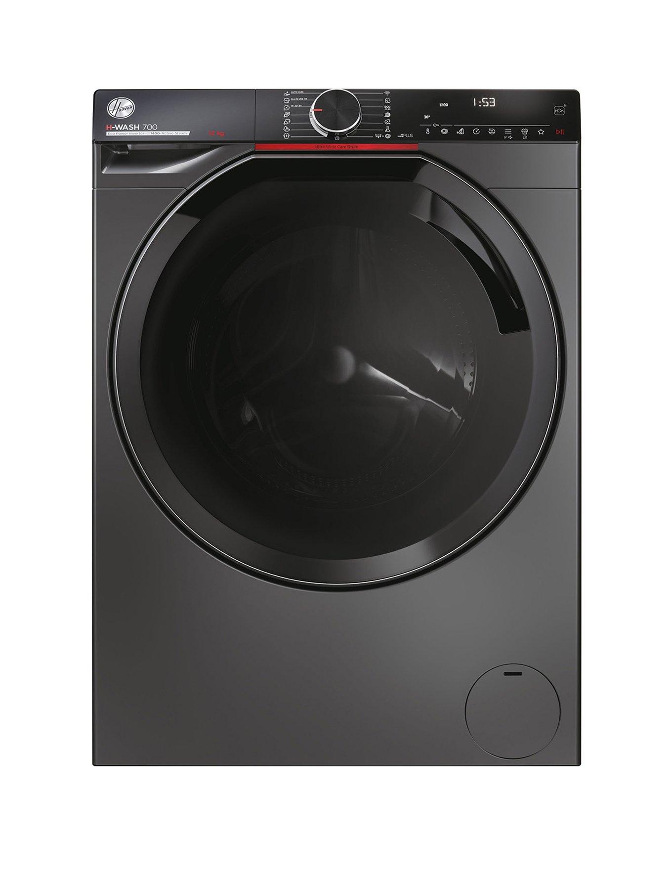 Hoover H-Wash 700 H7W 412Mbcr-80 12Kg Load, 1400 Spin Washing Machine, A-Rated - Graphite With Chrome Door