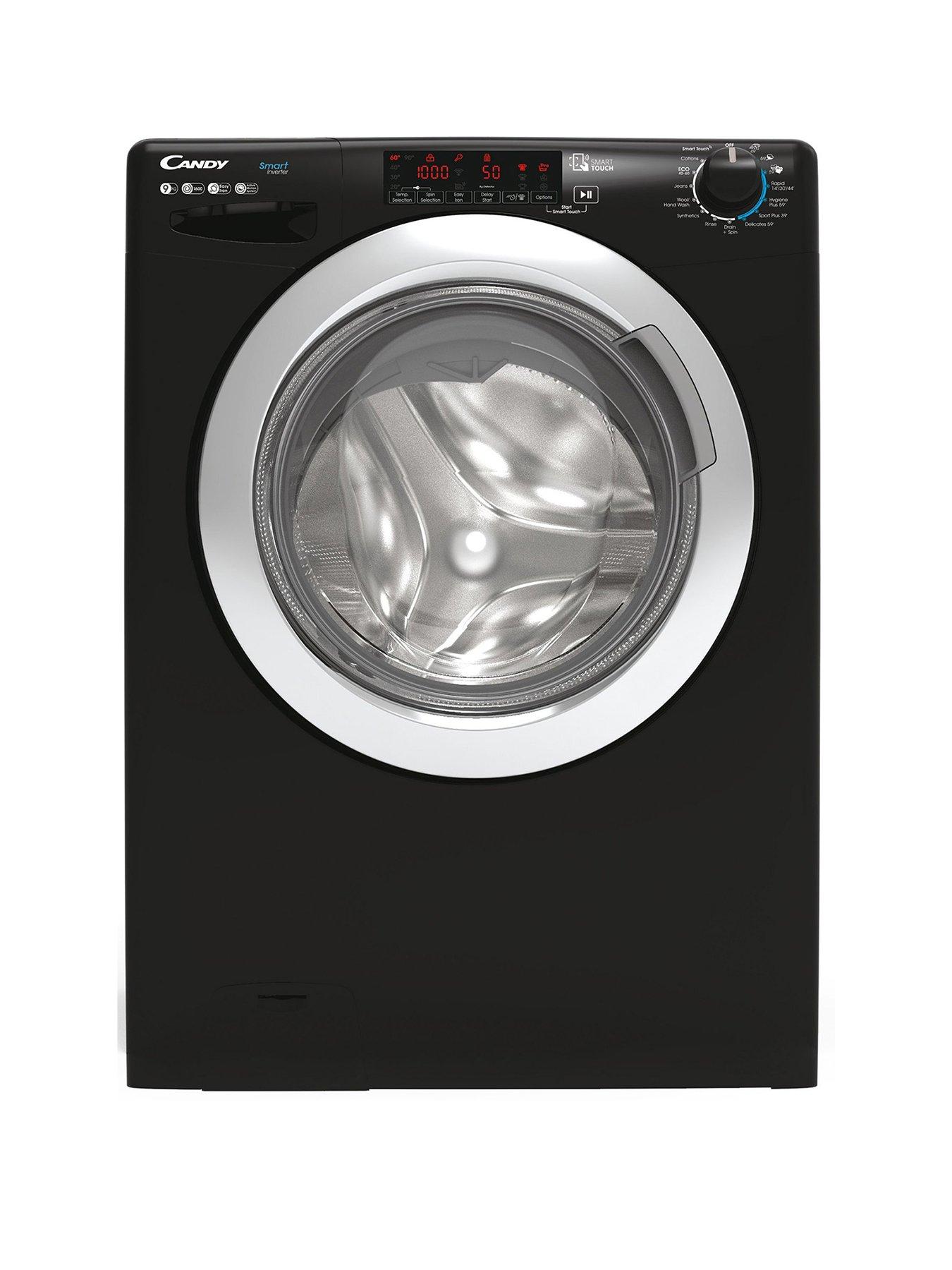 Product photograph of Candy Smart Pro Css69twmcbe 1-80 9kg 1600 Rpm Freestanding Washing Machine - Black With Chrome Door from very.co.uk