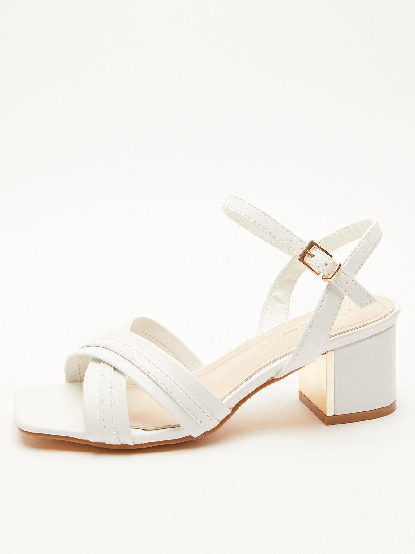 Quiz white block deals heel sandals