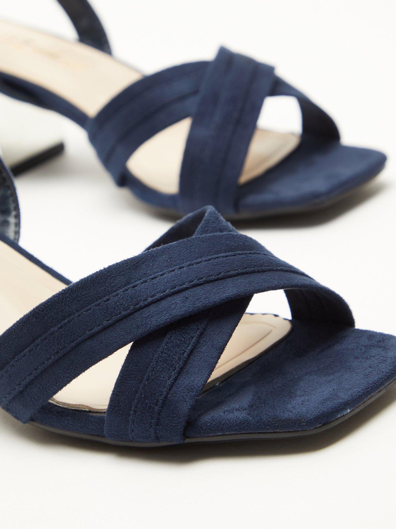 Image 5 of 5 of Quiz Wide Fit Block Heeled Sandals - Dark Blue