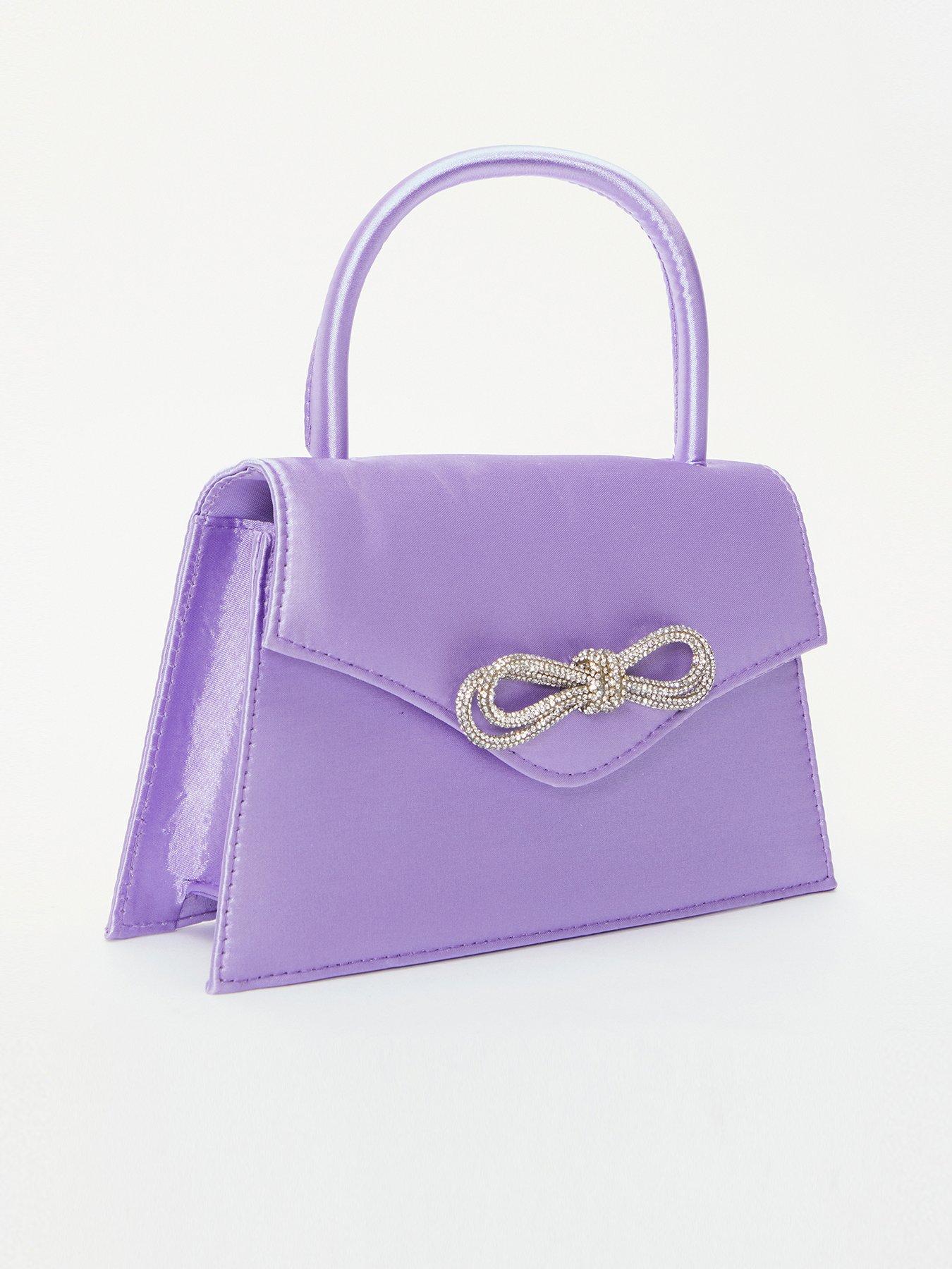 Image 2 of 4 of Quiz Satin Diamante Bow Mini Tote Bag